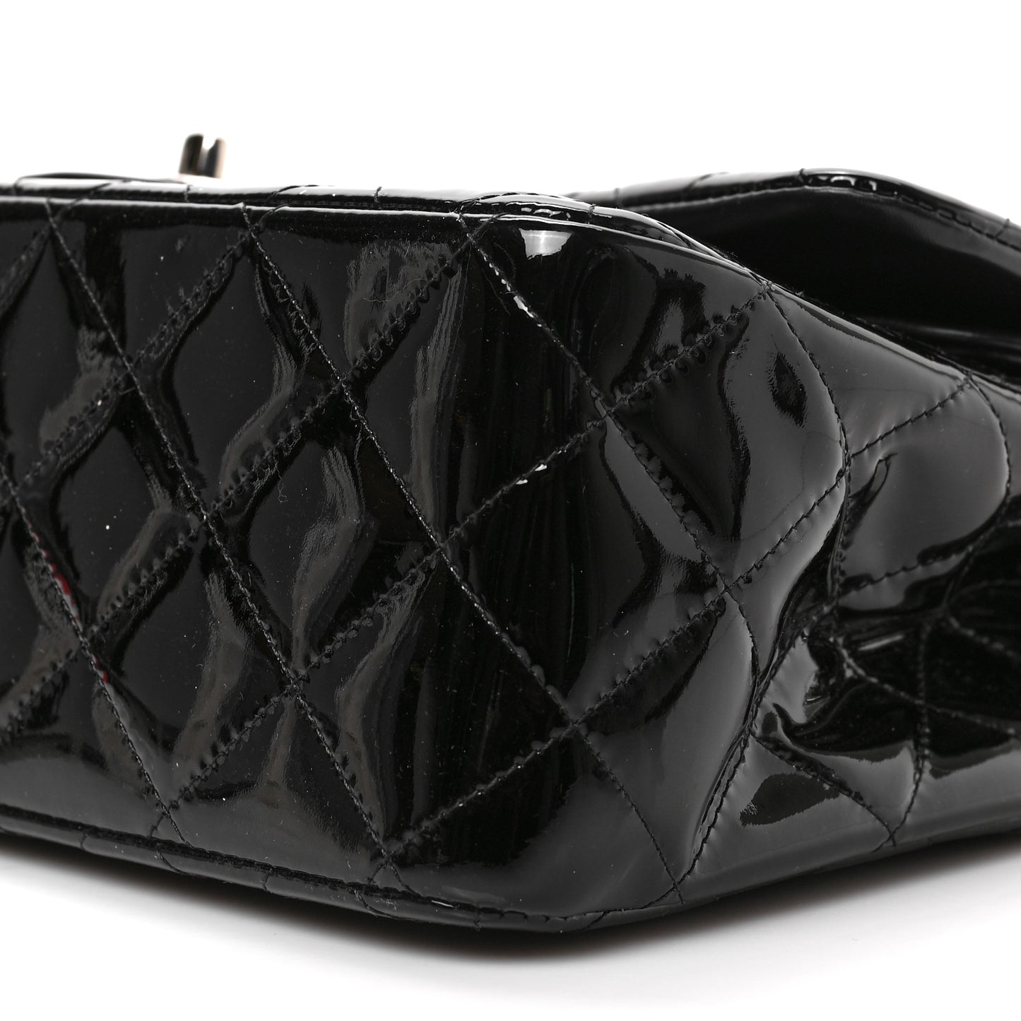 Patent Quilted Jumbo Double Flap Black