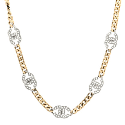 Chanel Crystal Chain CC Necklace Gold Silver 1 of 5