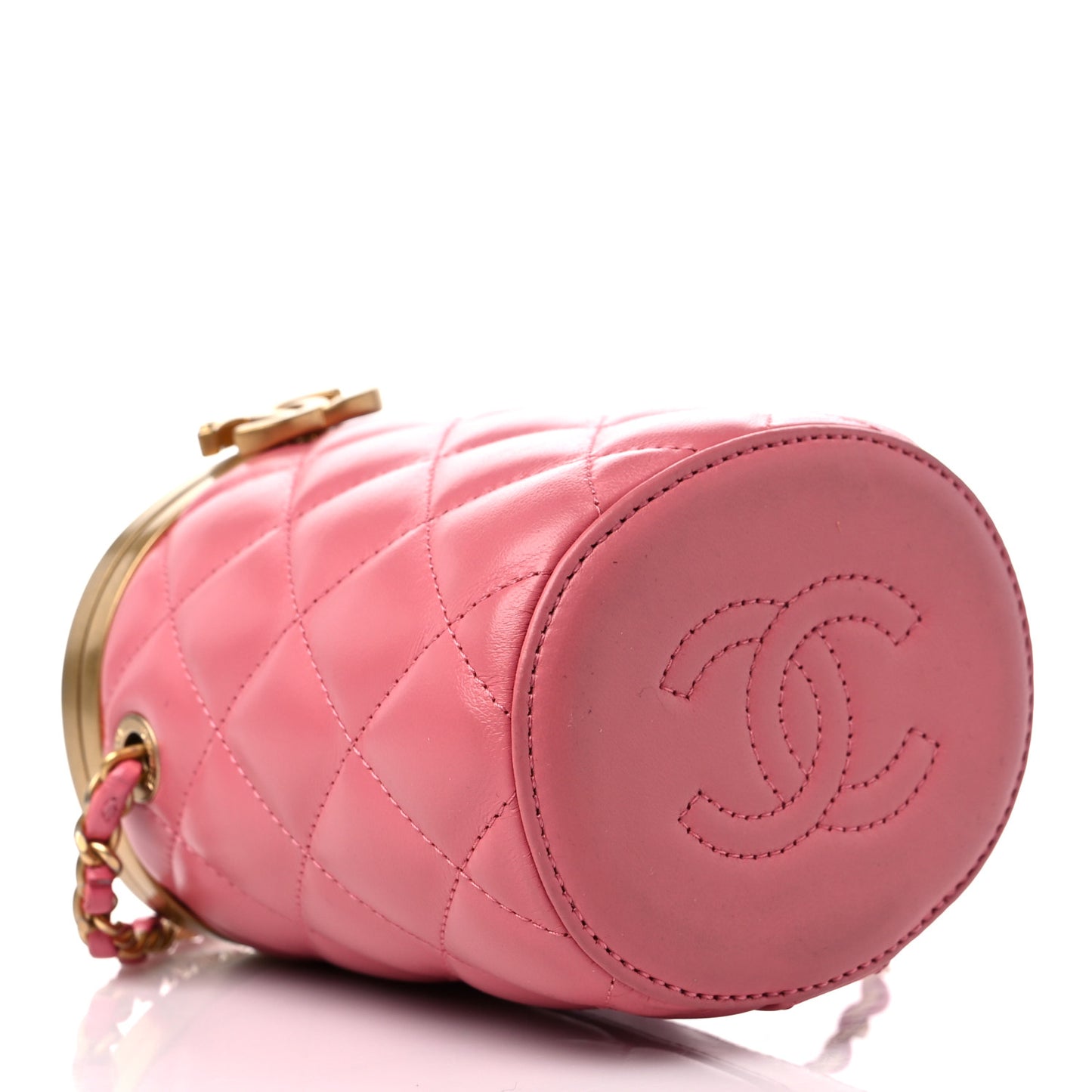 Lambskin Quilted Mini Crown Box Bag Pink