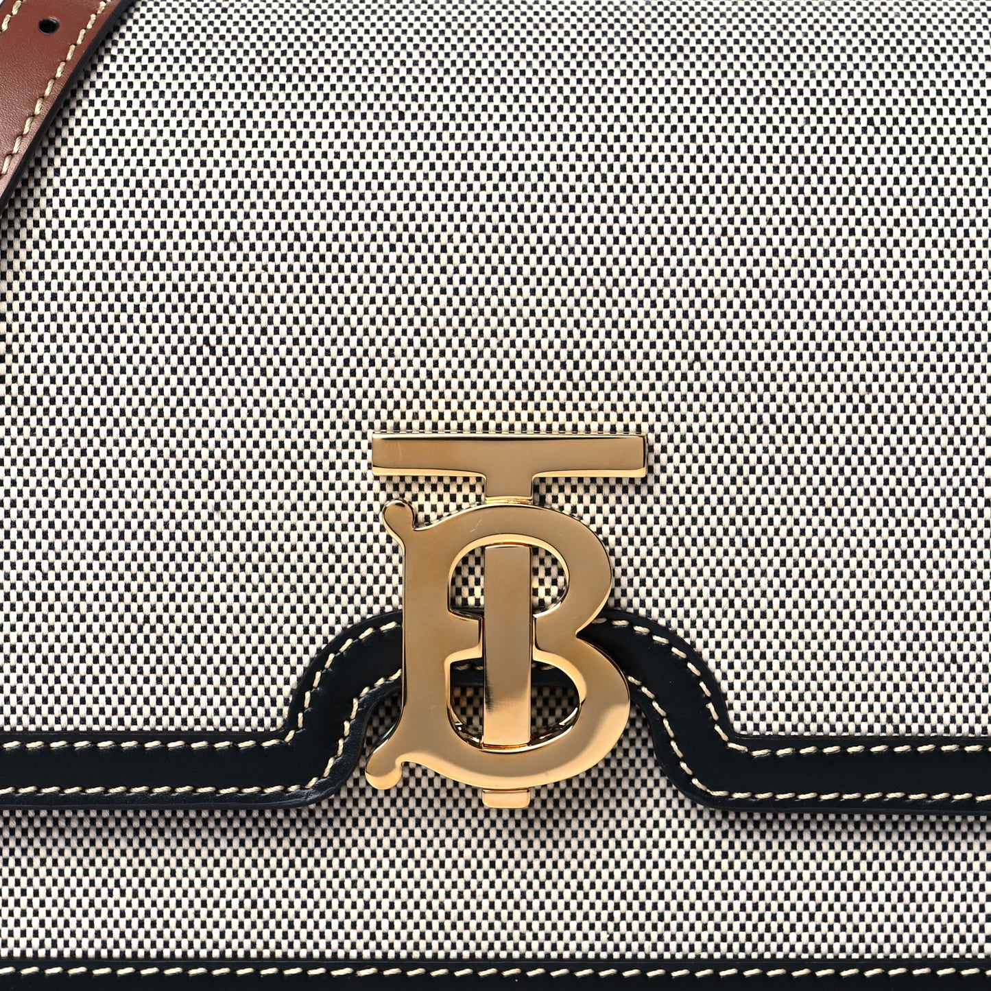 Canvas Calfskin Small TB Bag Natural