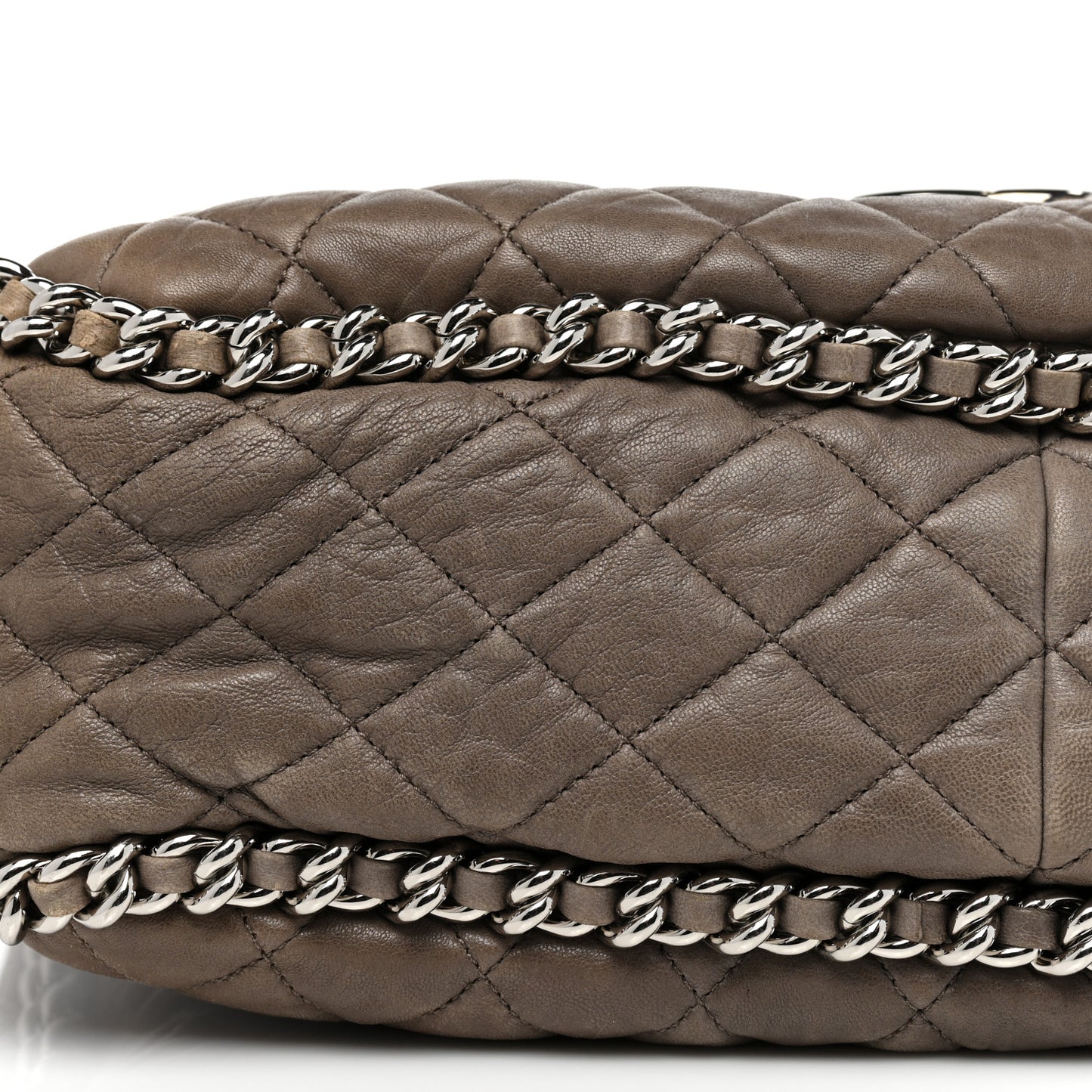 Washed Lambskin Quilted Maxi Chain Around Flap Taupe