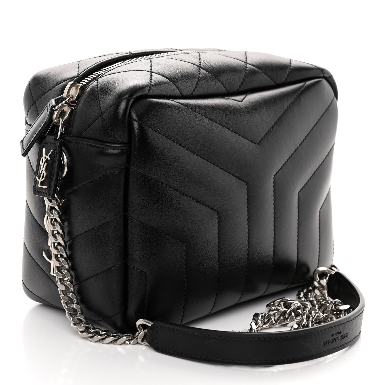 Saint Laurent Calfskin Y Quilted Monogram Small Loulou Bowling Bag Black 3 of 9