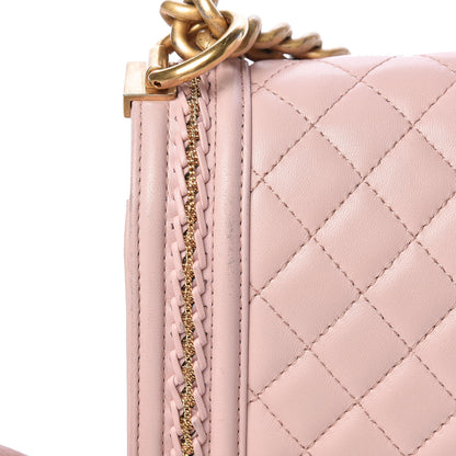 Chanel Lambskin Quilted Medium Chain Detail Boy Flap Light Pink 15 of 19