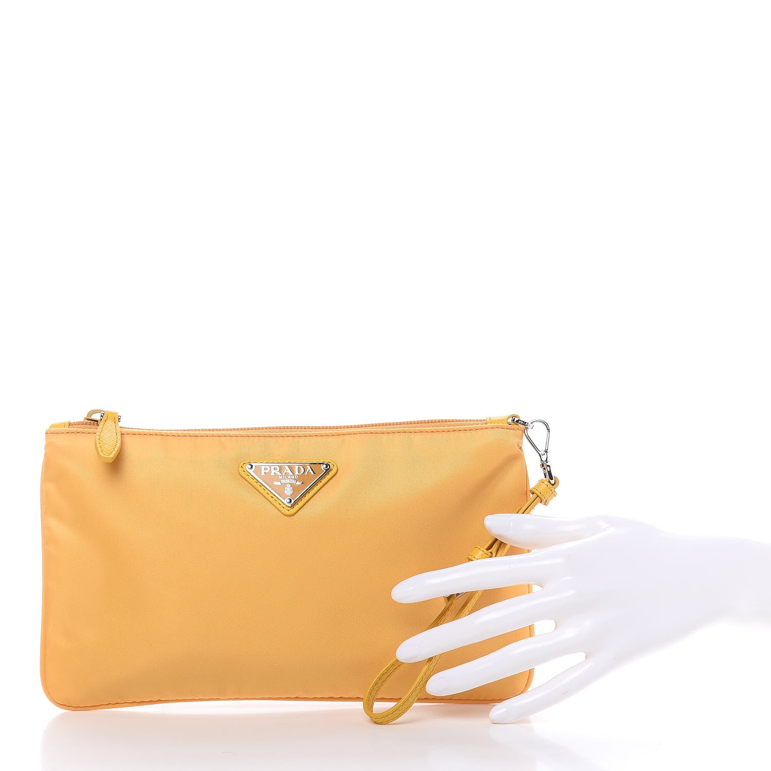 Prada Tessuto Nylon Saffiano Wristlet Mimosa 2 of 10