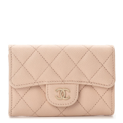 Chanel Caviar Quilted Flap Card Holder Wallet Beige 1 of 8