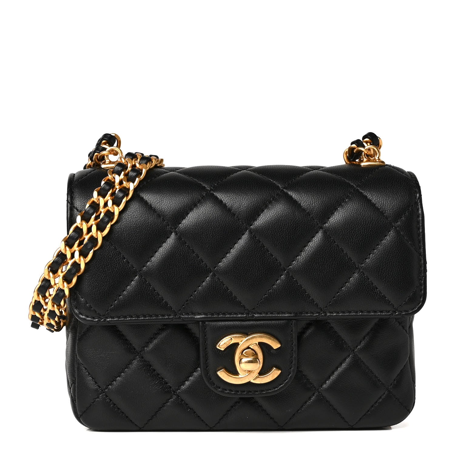 Chanel Lambskin Enamel Quilted Mini Flap Black 1 of 10