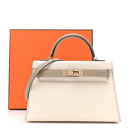 Hermes Chevre Mysore Horseshoe Mini Kelly Sellier 20 Craie Gris Tourterelle 2 of 13