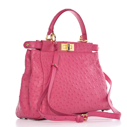 Fendi Ostrich Medium Peekaboo Iconic Satchel Fuchsia 3 of 11