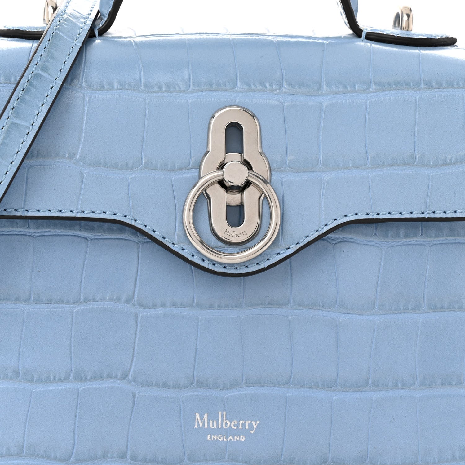 Mulberry Shiny Croc Calfskin Embossed Micro Seaton Blue 7 of 9