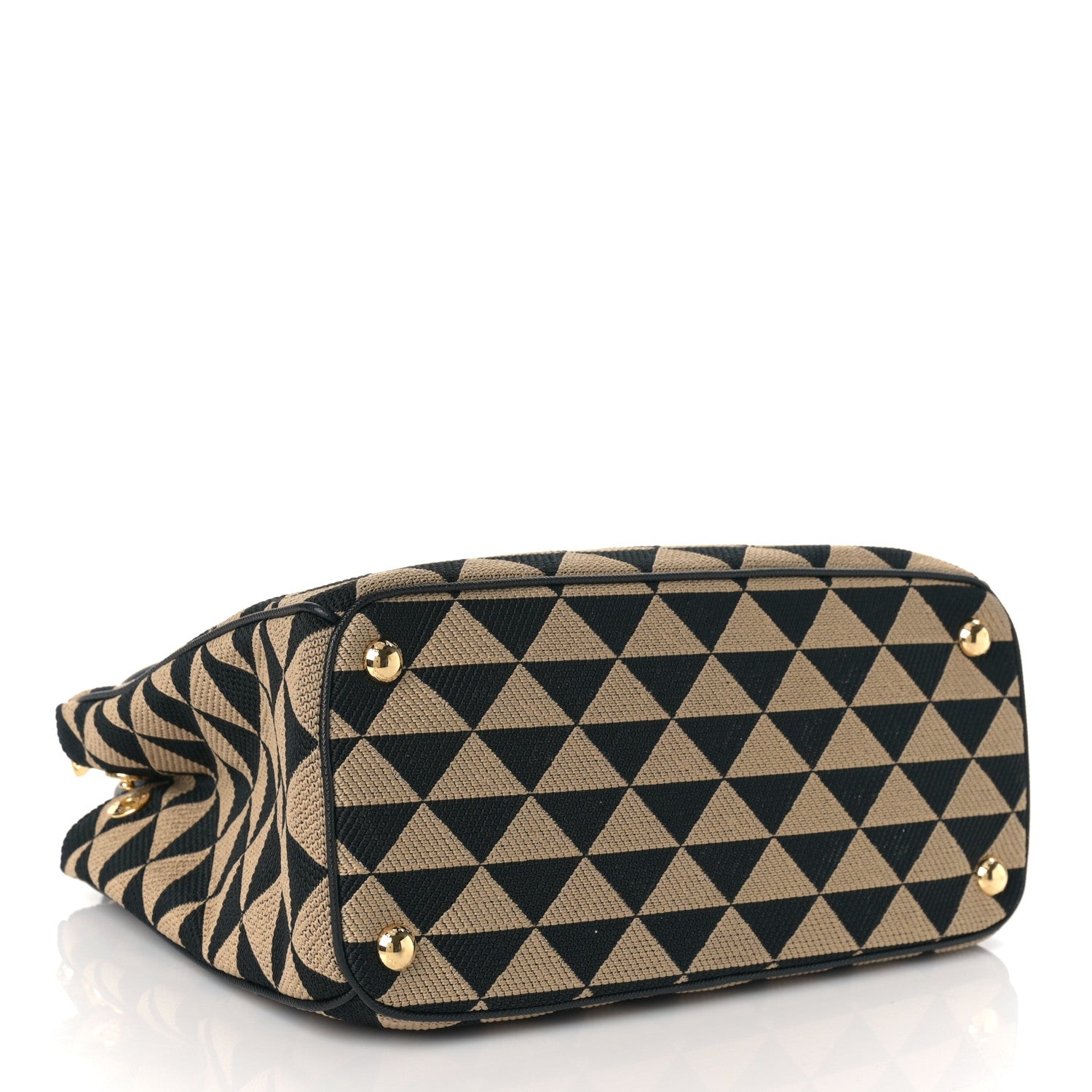 Prada Jacquard Saffiano Triangolo Symbole Embroidered Small Galleria Double Zip Tote Black Corda 3 of 7