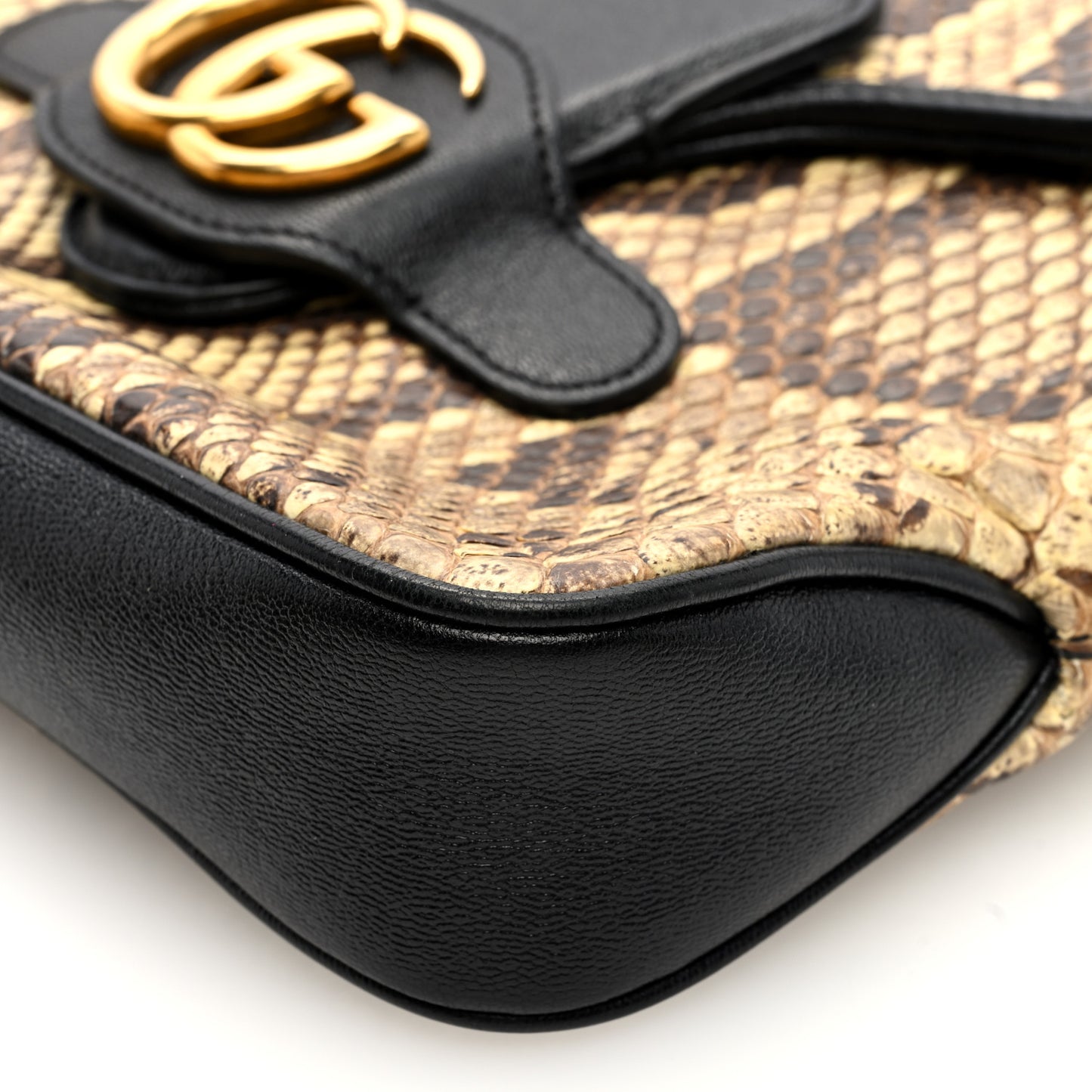 Snakeskin New Sakai Calfskin Lux Small Arli Flap Shoulder Bag Natural Black