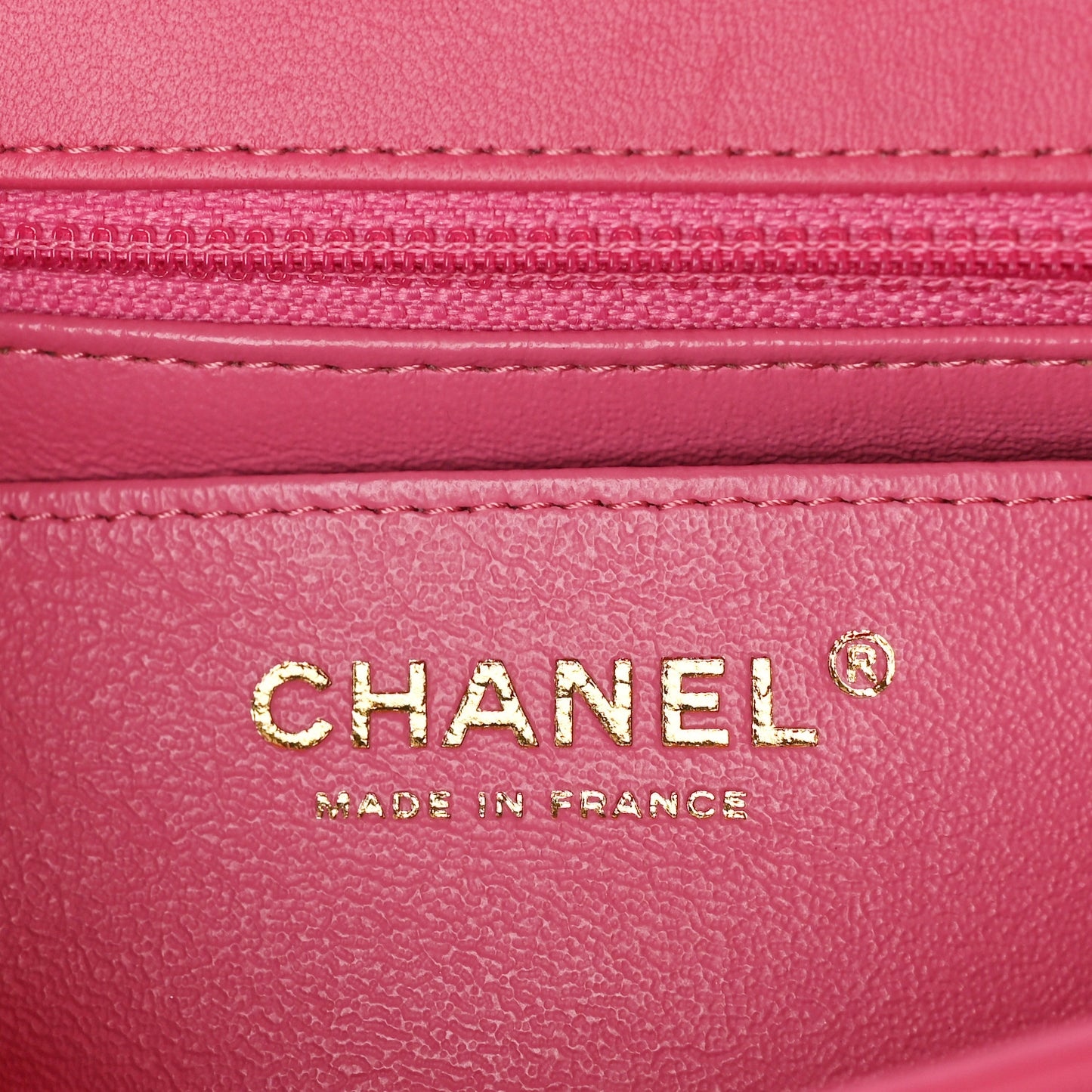 Lambskin Chevron Quilted Mini Rectangular Flap Dark Pink
