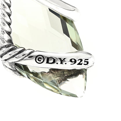 David Yurman Sterling Silver Diamond Prasiolite Elongated Cable Wrap Pendant Necklace 6 of 6