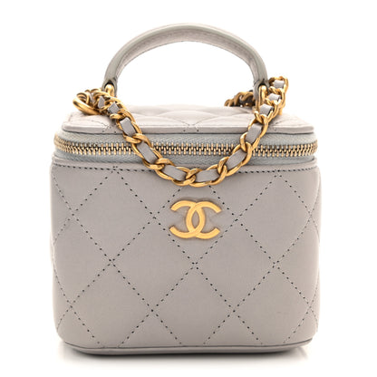 Chanel Lambskin Quilted Top Handle Mini Vanity Case With Chain Grey 1 of 12