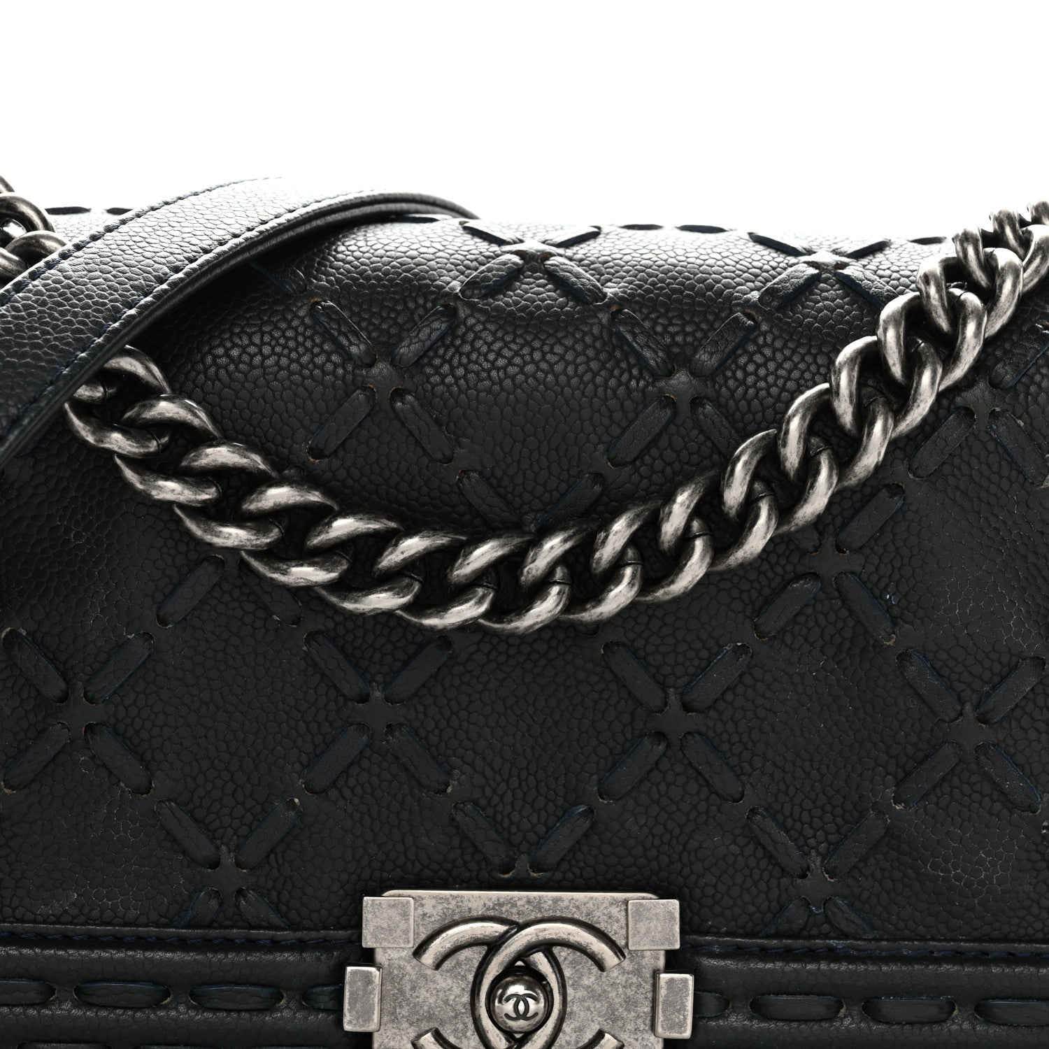Chanel Caviar Stitched Medium Boy Flap Blue 8 of 14