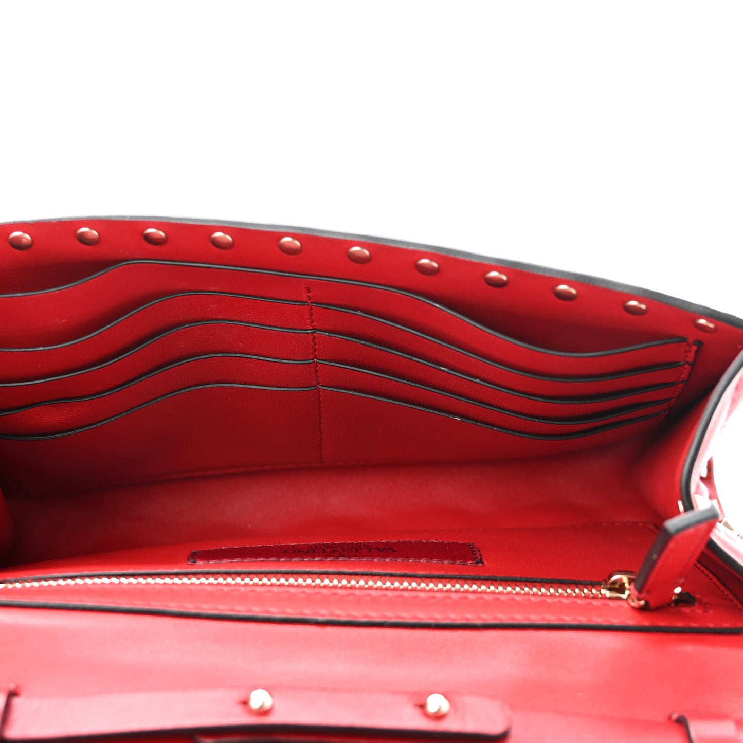 Lambskin Rockstud Spike Wallet on Chain Red