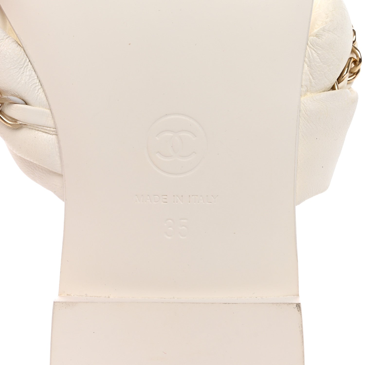 Chanel Lambskin Chain CC Thong Sandals 35 White 6 of 12