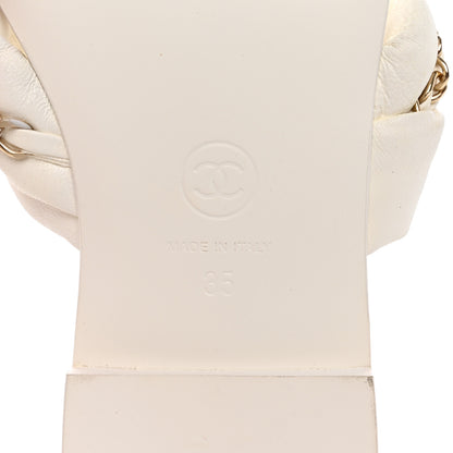 Chanel Lambskin Chain CC Thong Sandals 35 White 6 of 12