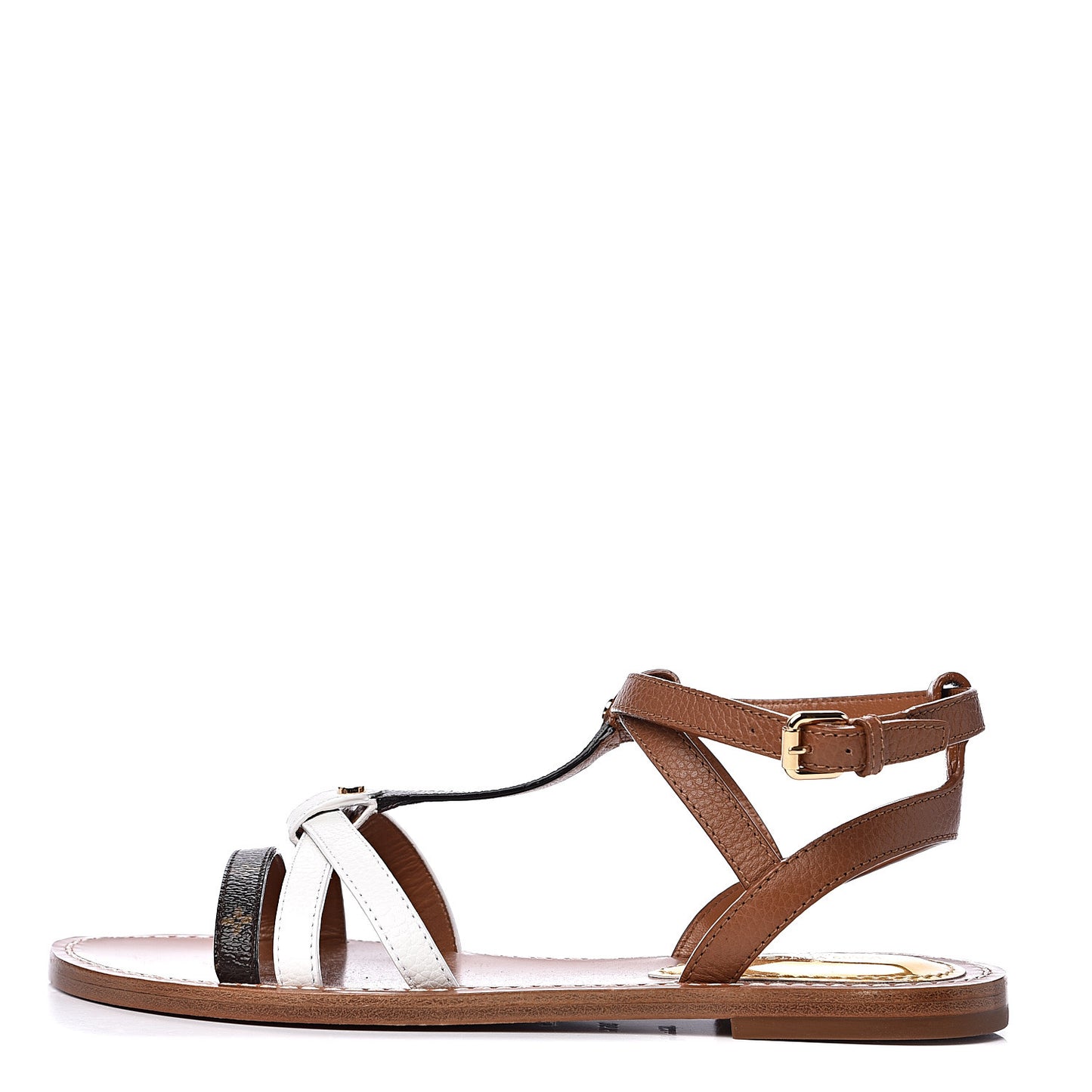 Monogram Explorer Flat Sandals 36.5 Cognac Brown
