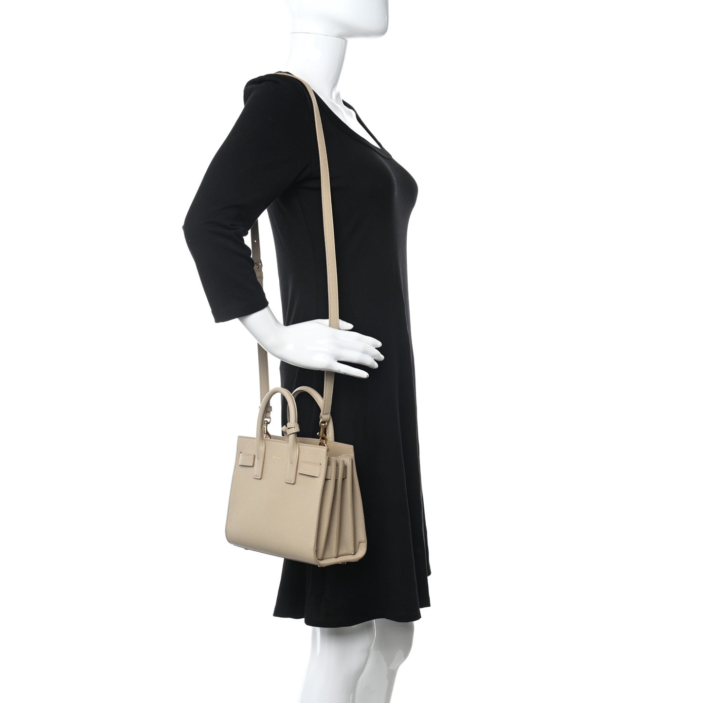 Grained Calfskin Nano Sac de Jour Dark Beige