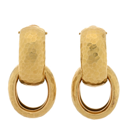 Tiffany 18K Yellow Gold Paloma Picasso Hammered Hoop Earrings 1 of 4