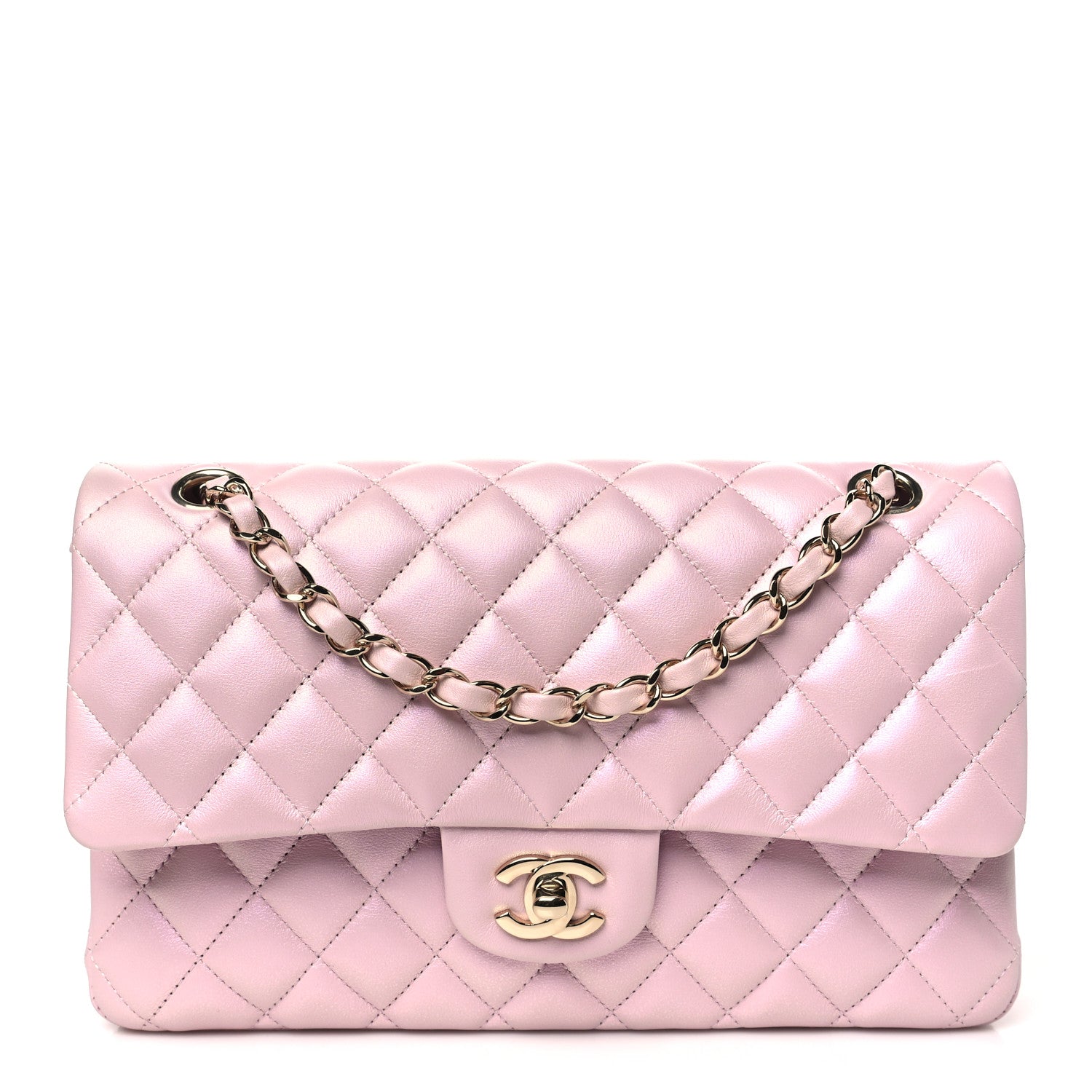 Chanel Iridescent Calfskin Quilted Medium Double Flap Light Pink 1 of 10