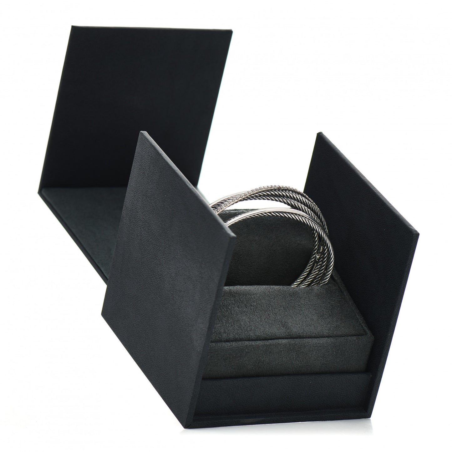 Sterling Silver Diamond Crossover Four Row Cuff Bracelet
