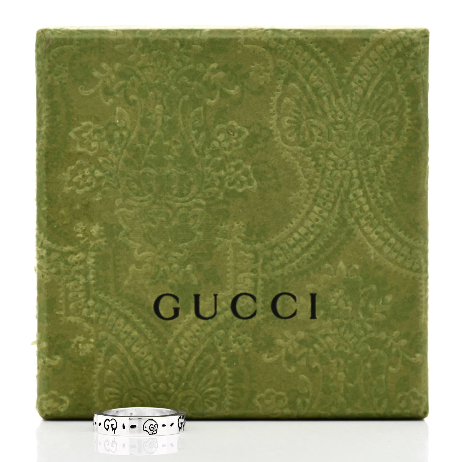 Gucci Sterling Silver 4mm GucciGhost Hamlet Skull Narrow Ring 49 4.75 7 of 7