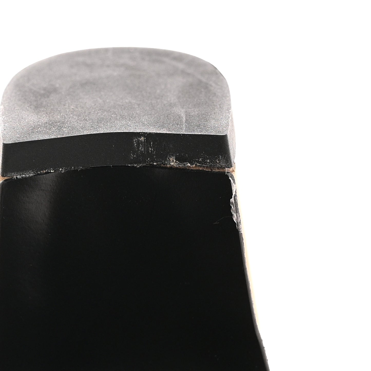 Lambskin Cap Toe CC Uniform Pumps 36 Beige Black