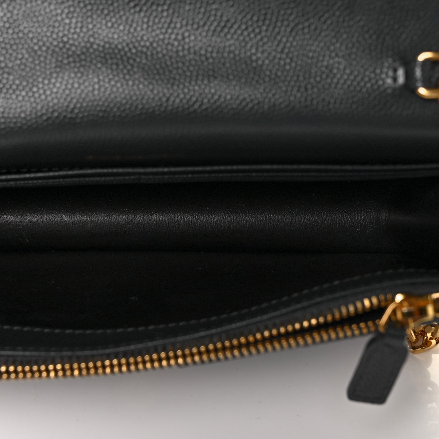 Grain De Poudre Matelasse Chevron Monogram Envelope Chain Wallet Dark Smog