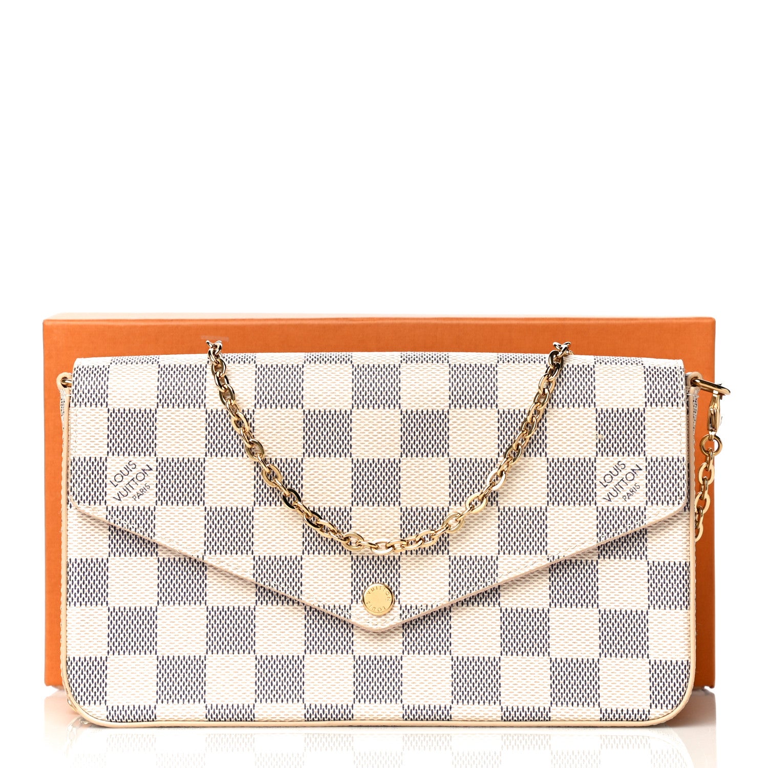 Louis Vuitton Damier Azur Pochette Felicie Chain Wallet Rose Ballerine 14 of 14