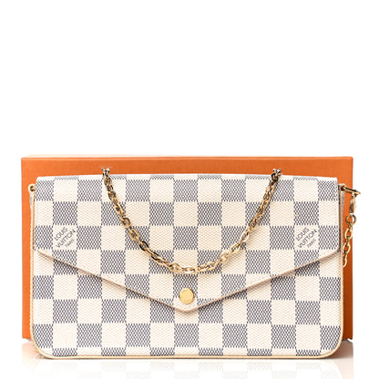 Louis Vuitton Damier Azur Pochette Felicie Chain Wallet Rose Ballerine 14 of 14