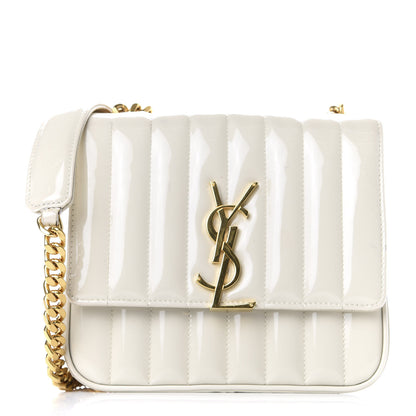 Saint Laurent Patent Calfskin Matelasse Monogram Medium Vicky Chain Bag White 1 of 12