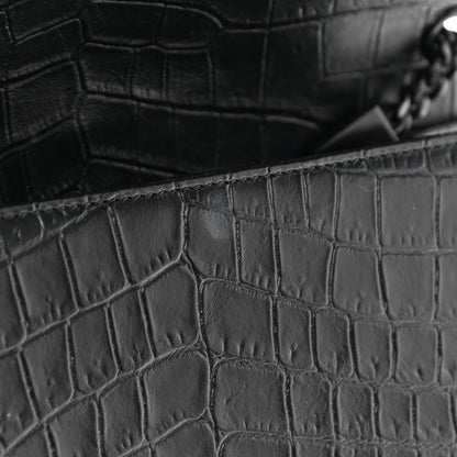 Saint Laurent Calfskin Crocodile Embossed Medium Classic Monogram Kate Satchel Black 12 of 12