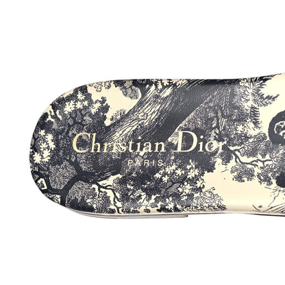 Christian Dior Canvas Toile de Jouy Embroidered Dway Flat Slide Sandals 38 Blue 7 of 7