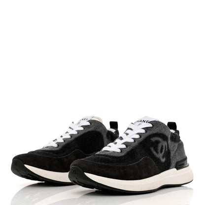 Chanel Denim Suede Calfskin Womens CC Sneakers 37 Grey 3 of 11