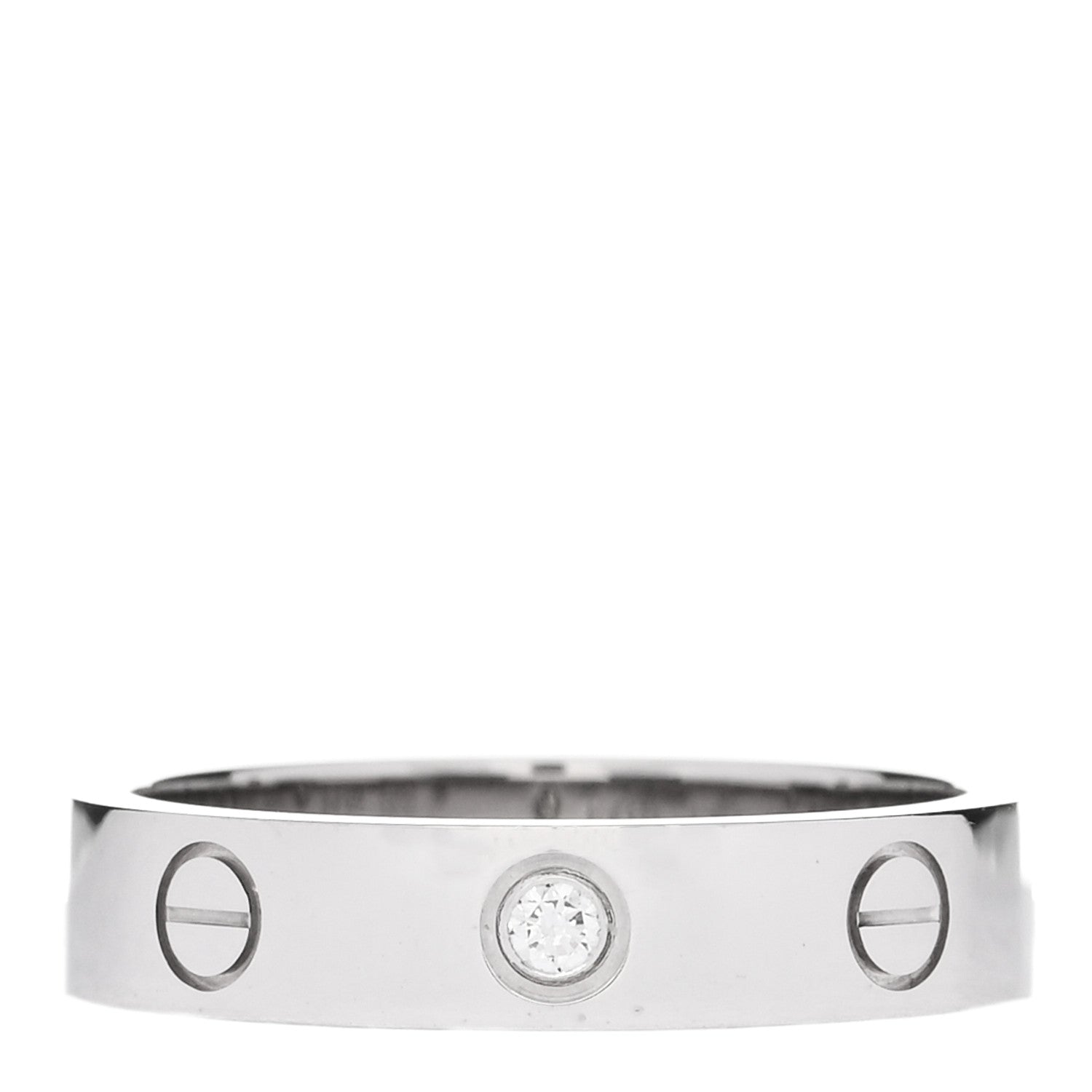 Cartier 18K White Gold Diamond 4mm LOVE Wedding Band Ring 51 5.75 1 of 4