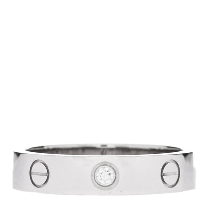 Cartier 18K White Gold Diamond 4mm LOVE Wedding Band Ring 51 5.75 1 of 4