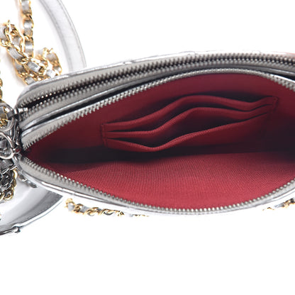 Chanel Metallic Lambskin Calfskin Quilted Small Gabrielle Clutch With Chain Silver 7 of 13