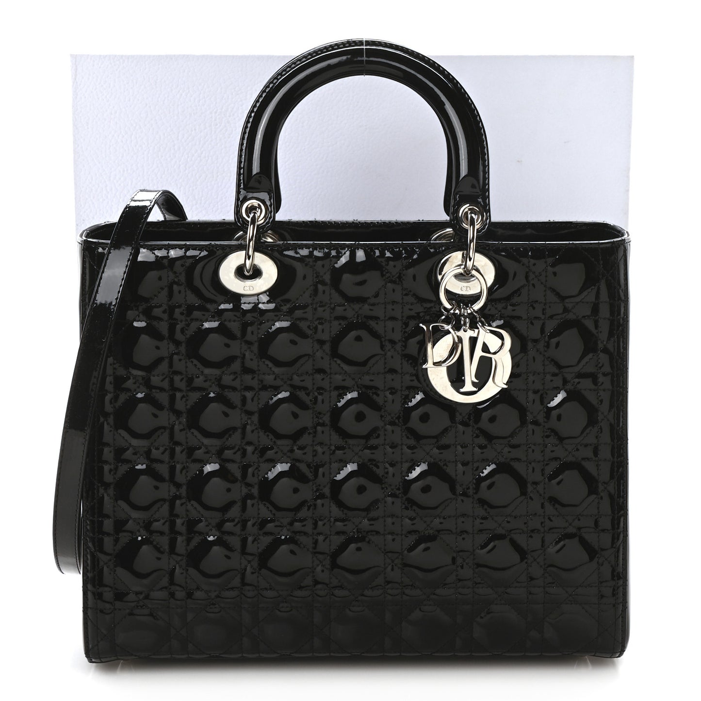 Patent Cannage Large Lady Dior Black