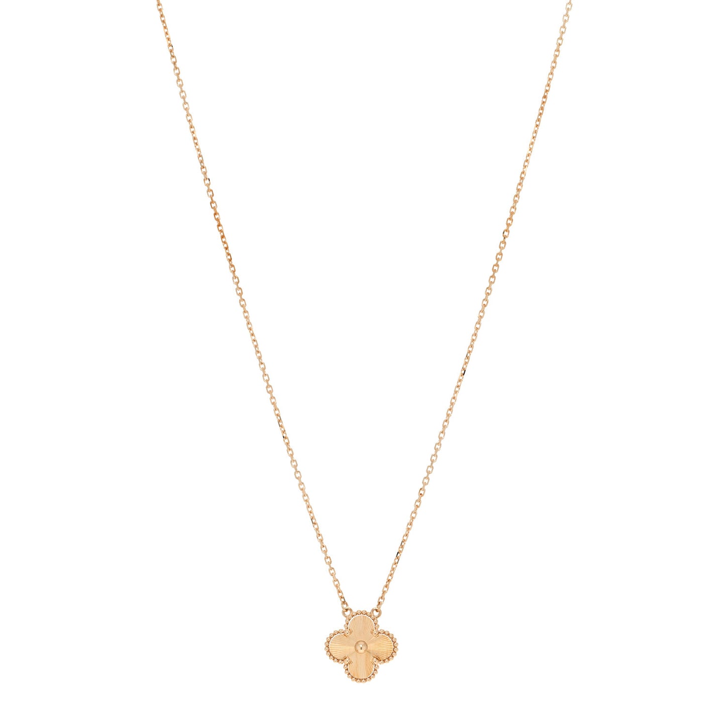 18K Yellow Gold Guilloché Vintage Alhambra Pendant Necklace