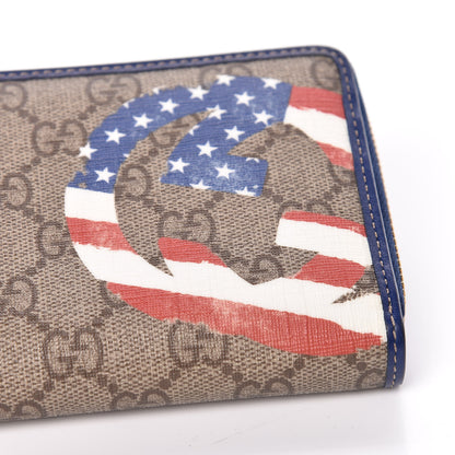 Gucci GG Plus Monogram USA Flag Zip Around Wallet Blue 8 of 9