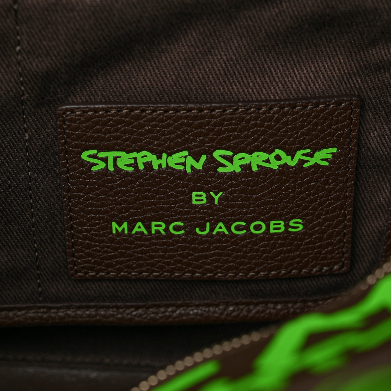 Marc Jacobs X STEPHEN SPROUSE Grained Calfskin Medium The Tote Bag Green 6 of 11