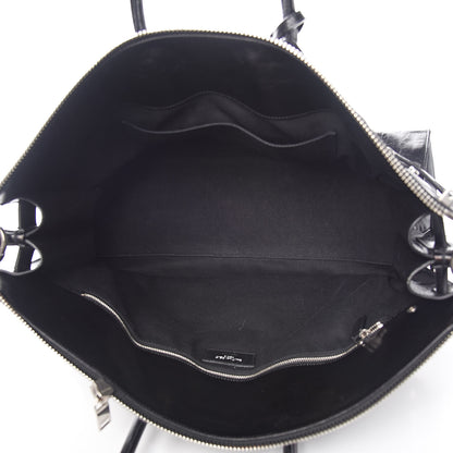 Saint Laurent Cracked Shiny Calfskin Souple 36H Sac De Jour Duffle Black 5 of 10