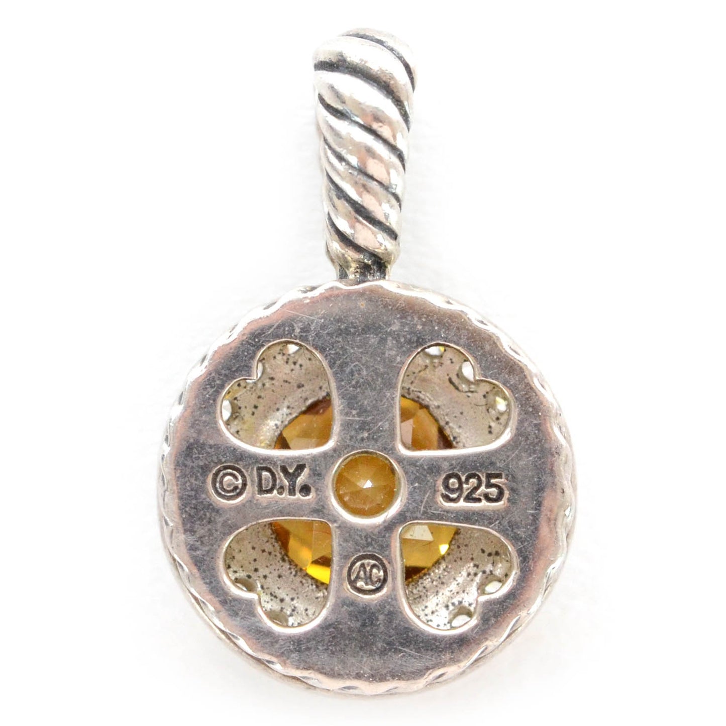 Sterling Silver Diamond Citrine Cable Enhancer Pendant