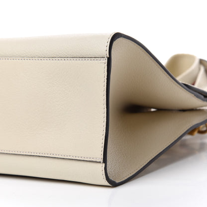 Gucci Grained Calfskin Web Stripe Butterfly Medium Totem Top Handle Bag White 7 of 10