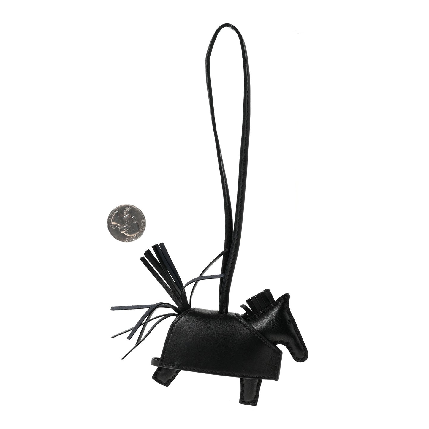 Milo Lambskin Studded Grigri Rodeo Robeo Rock Horse Bag Charm PM Black