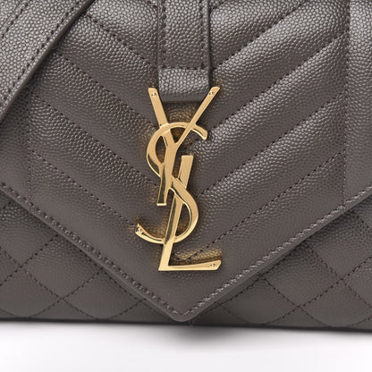 Saint Laurent Grain De Poudre Textured Mixed Matelasse Triquilt Small Monogram Satchel Pebble 9 of 9