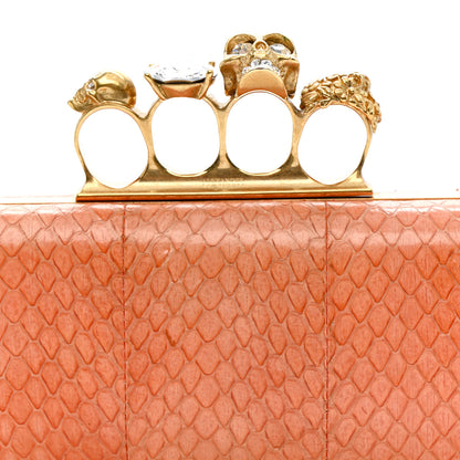 Alexander McQueen Snakeskin Knuckle Box Clutch Orange 8 of 13