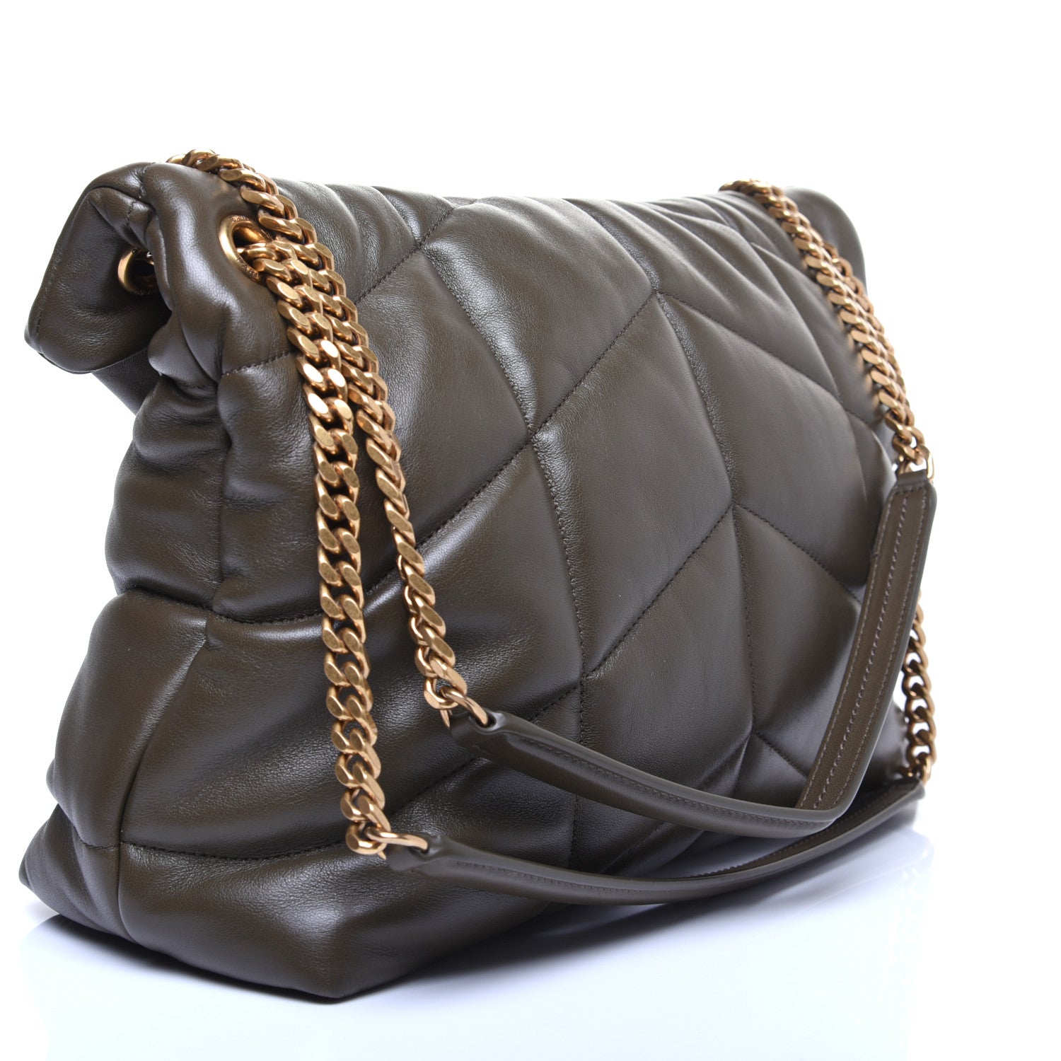Saint Laurent Lambskin Quilted Medium Loulou Puffer Monogram Chain Satchel Seaweed 3 of 12